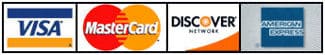 Visa/Mastercard/American Express/Discover credit cards accepted